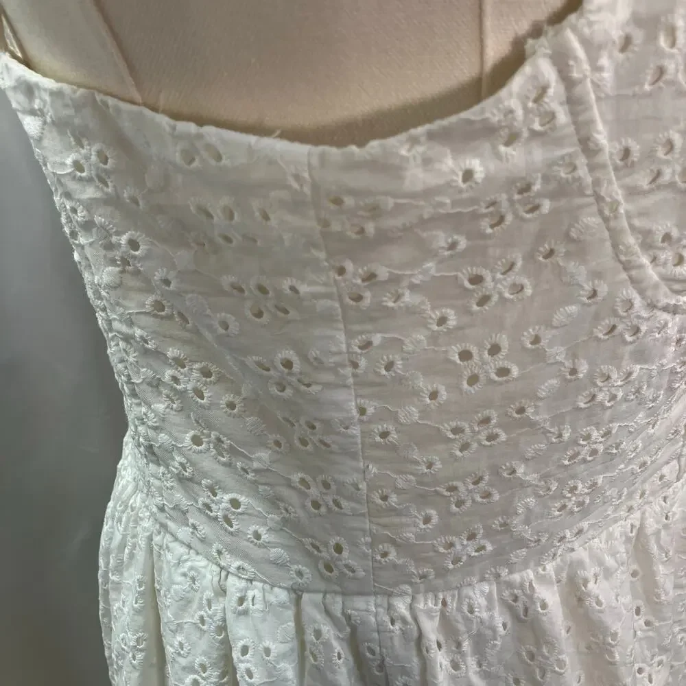 Selfie Juniors White Eyelet Dress Large Cotton Sleeveless Cute Summer Graduation